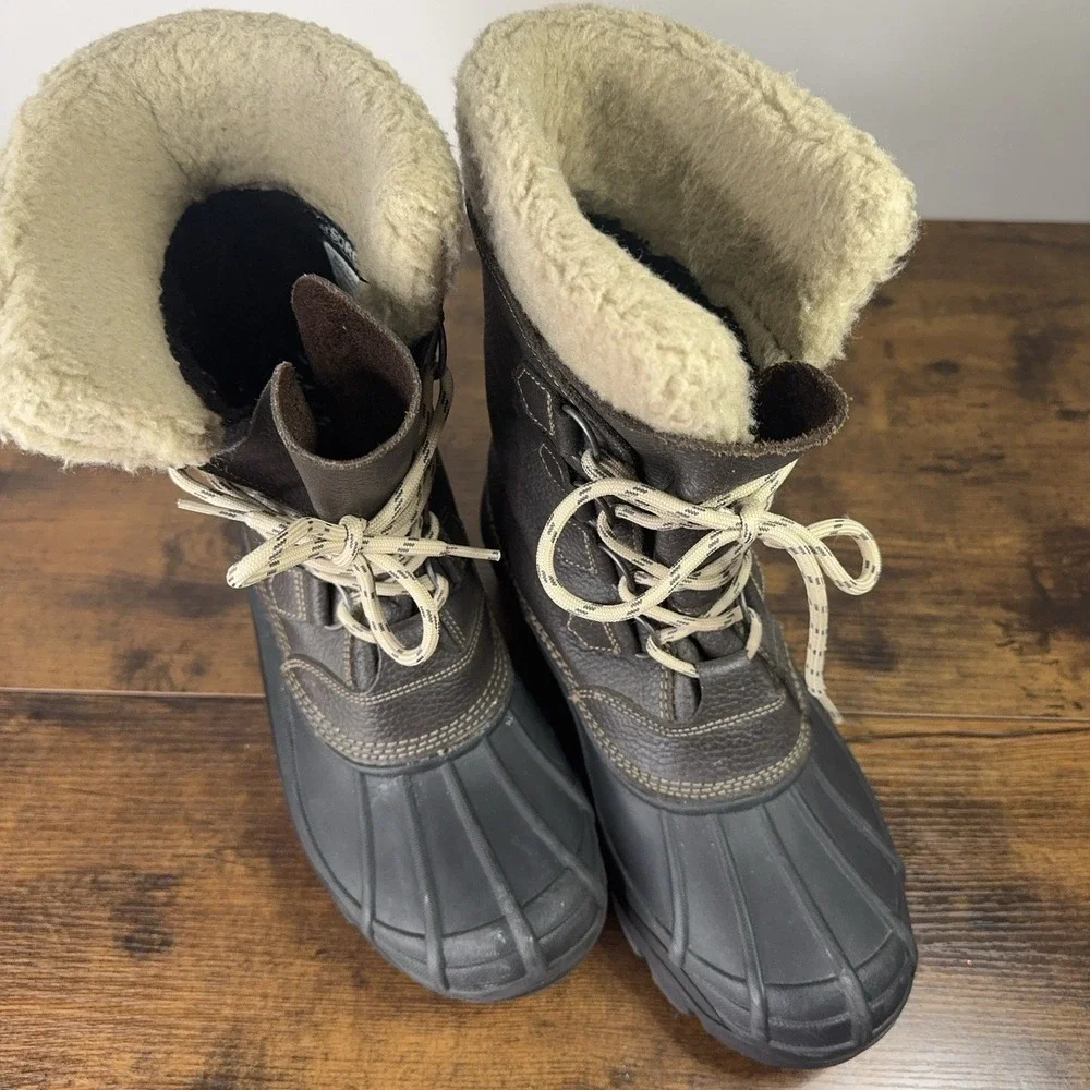 Sorel Men's Brown Black Alaska Leather Lace Up Warm Winter Boots Size 8